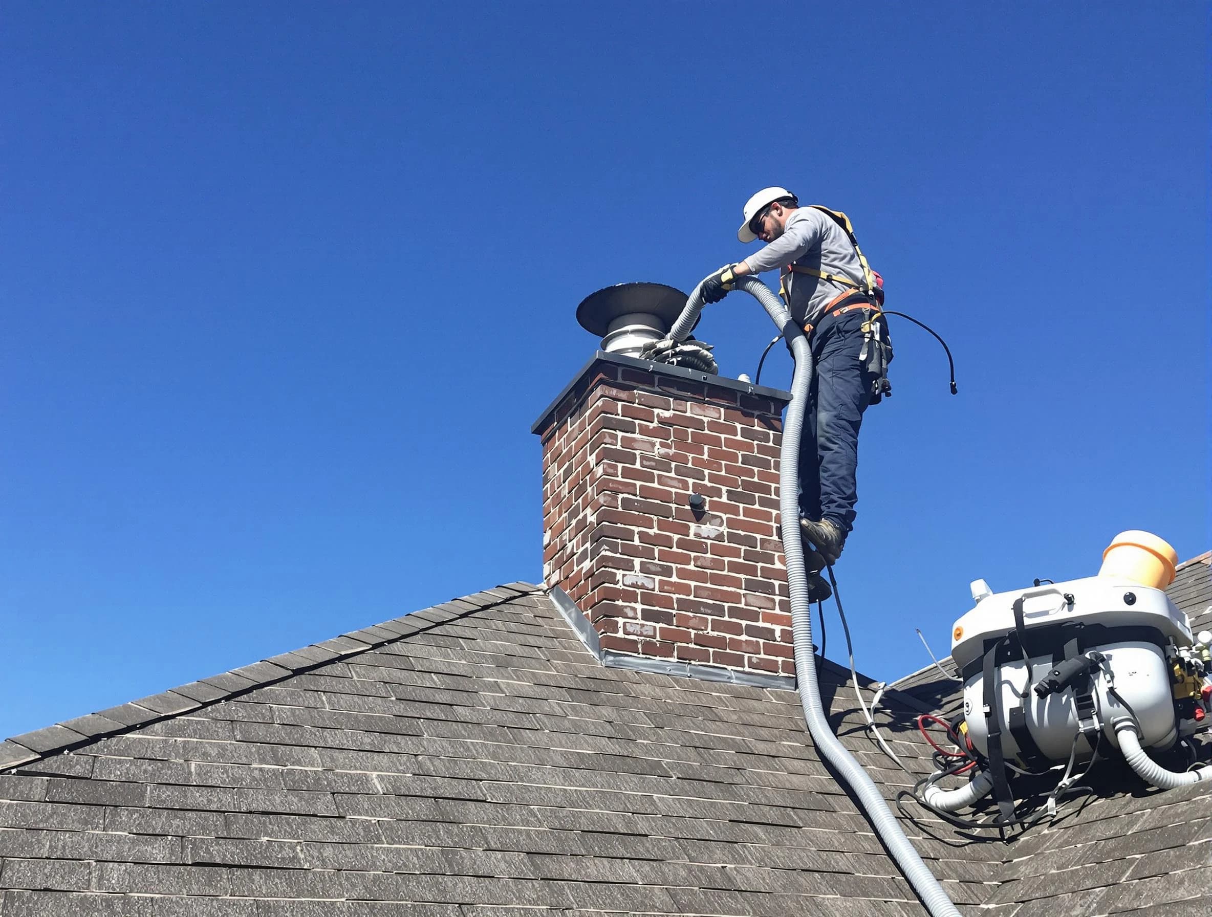 Dedicated Midvale Chimney Sweep team member cleaning a chimney in Midvale, UT