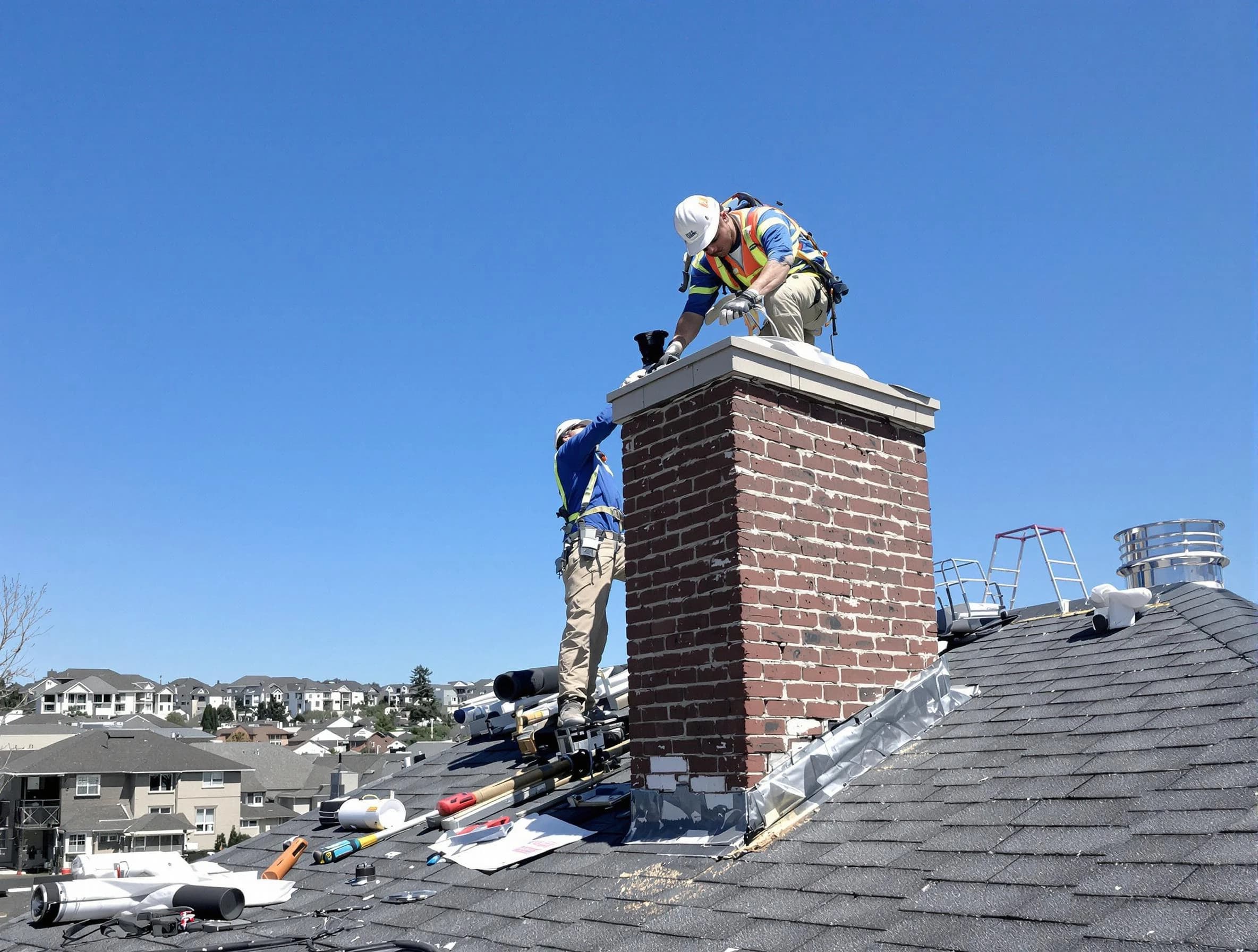 Midvale Chimney Sweep repairing a chimney crown in Midvale, UT
