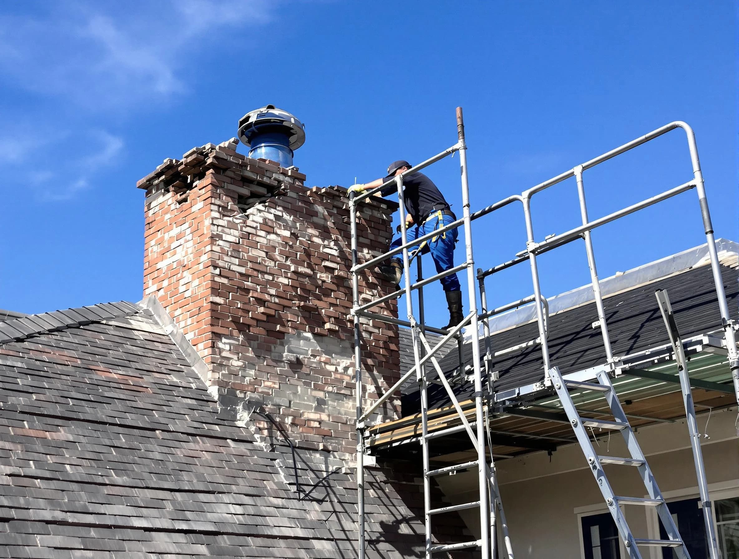 Rebuilding a chimney structure by Midvale Chimney Sweep in Midvale, UT