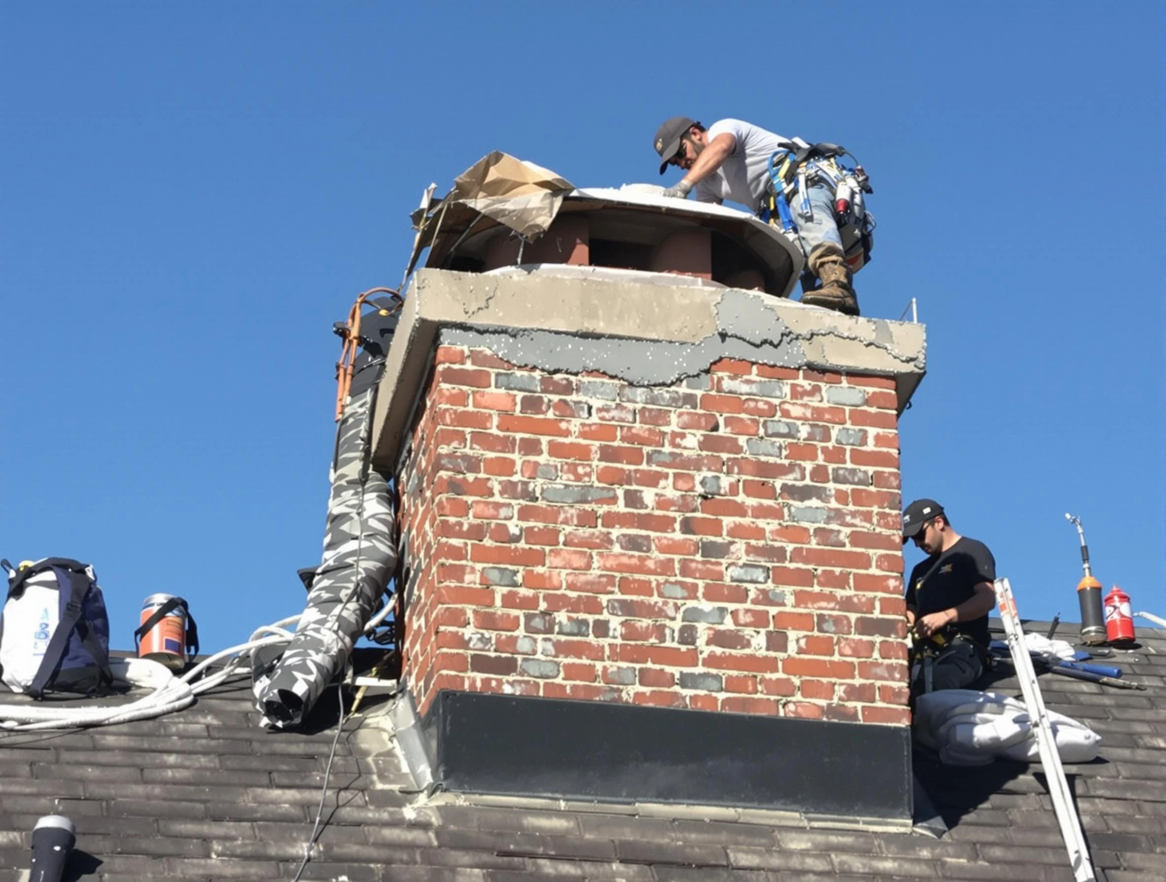 Midvale Chimney Sweep installing a custom chimney crown in Midvale, UT