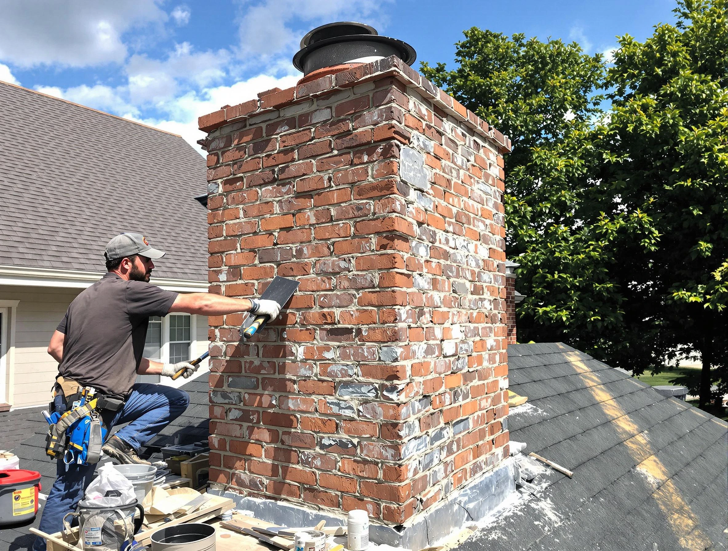 Completed chimney rebuild by Midvale Chimney Sweep in Midvale, UT